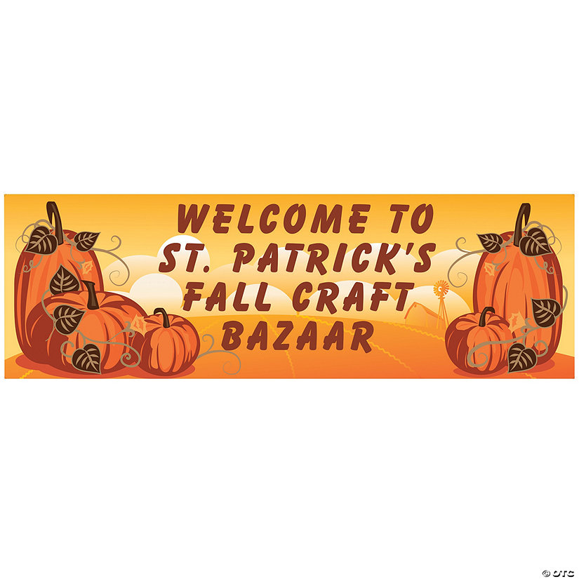 72" x 23" Pumpkin Fall Custom Banner - Medium Image