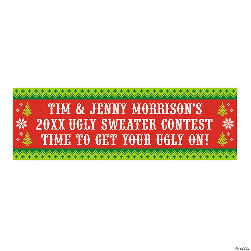 72&quot; x 23&quot; Ugly Sweater Christmas Custom Banner - Medium Image