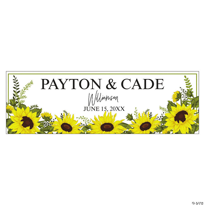 72" x 23" Wedding Sunflowers Custom Banner - Medium Image