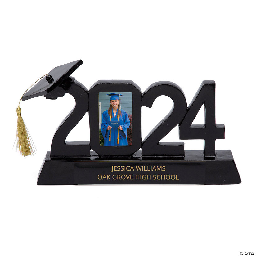 8 1/4" x 5" Personalized 2024 Graduation Black Resin Picture Frame with Tassel Image