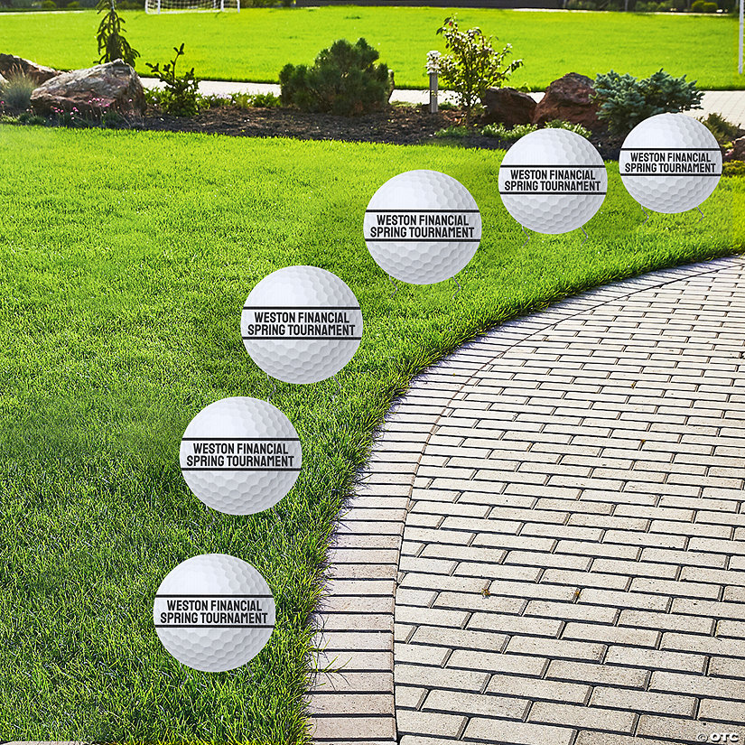 8" Personalized Mini Golf Ball-Shaped Yard Signs - 6 Pc. Image