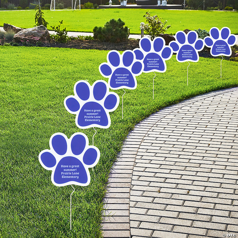 8&quot; Personalized Mini Paw Print-Shaped Yard Signs - 6 Pc. Image