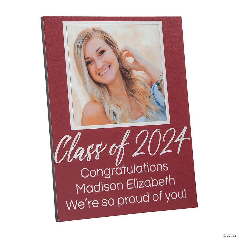 8" x 10" Personalized Graduation Class of 2024 Wood Tabletop Sign with Easel Image Thumbnail