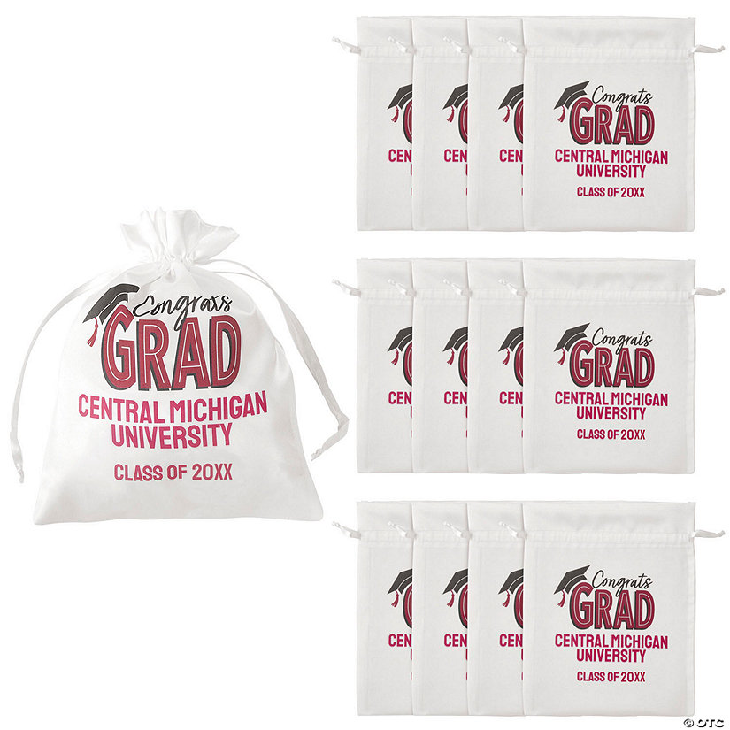 8" x 10" Personalized Medium Graduation Congrats Grad Satin Drawstring Bags - 12 Pc. Image Thumbnail