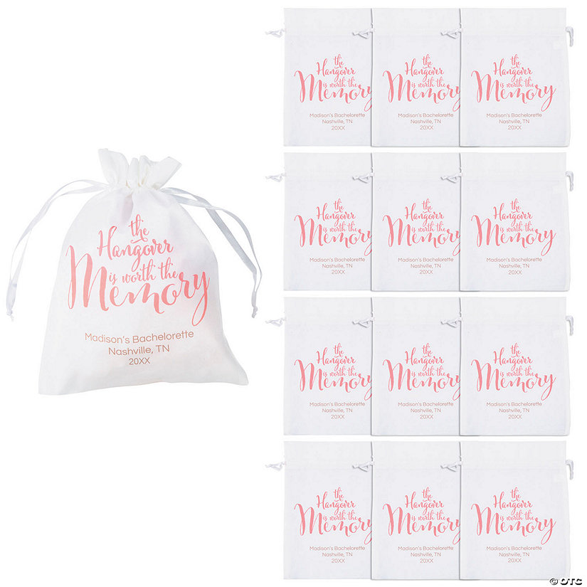 8" x 10" Personalized Medium Memorable Hangover Satin Drawstring Bags - 12 Pc. Image Thumbnail