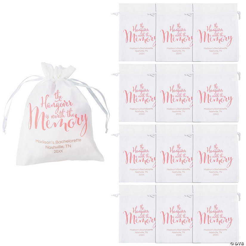 8" x 10" Personalized Medium Memorable Hangover Satin Drawstring Bags - 12 Pc. Image