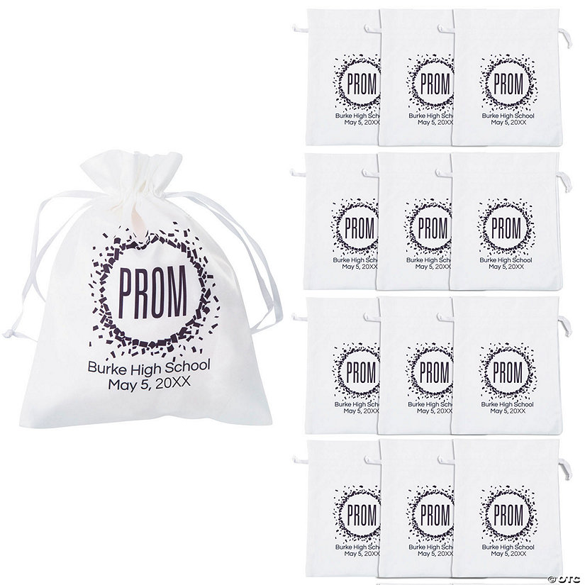 8" x 10" Personalized Medium Prom Satin Drawstring Bags - 12 Pc. Image Thumbnail