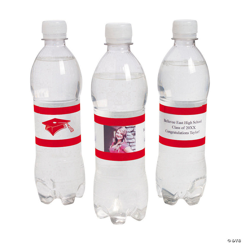 8" x 2" Bulk 50 Pc. Custom Photo Graduating Class Year Vinyl Water Bottle Labels Image Thumbnail