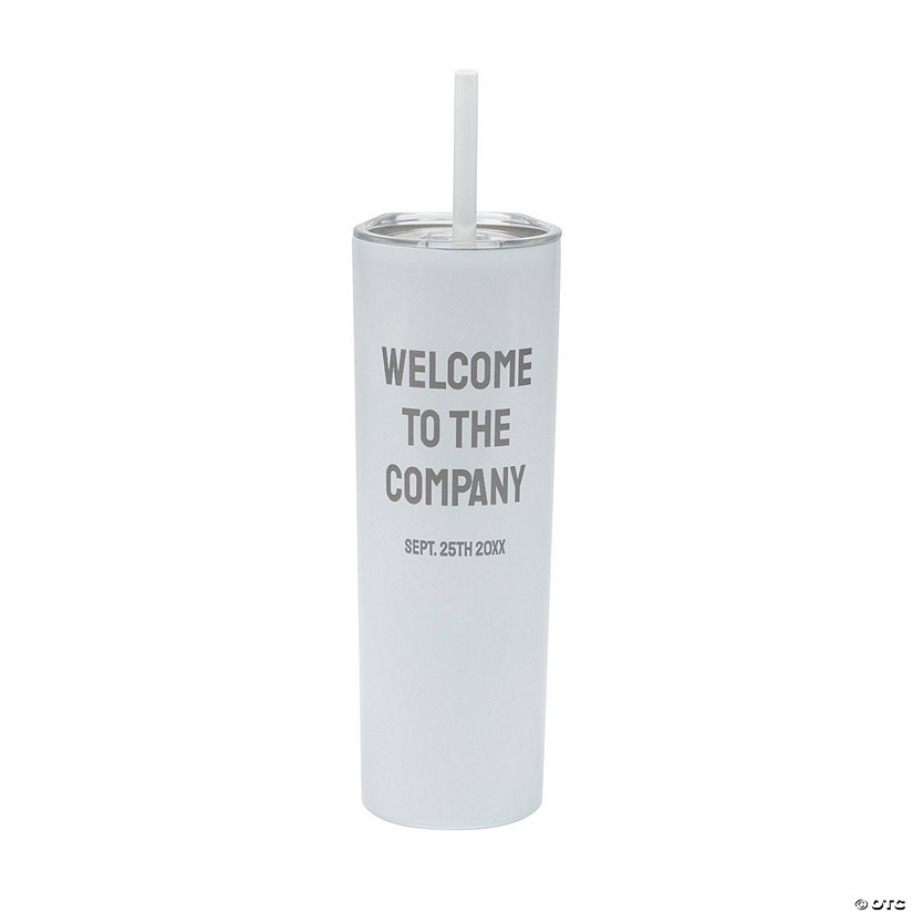 9" 20 oz. Personalized Engraved Message Tumbler with Lid & Straw Image