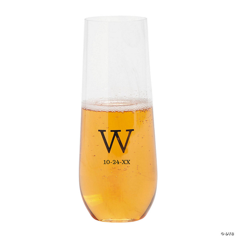 9 oz. Personalized Bulk 48 Ct. Stemless Monogram Reusable Plastic Champagne Flutes Image Thumbnail