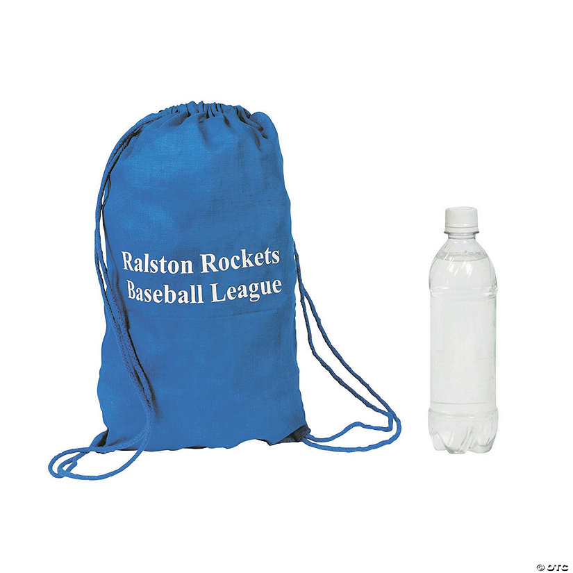 9" x 14" Personalized Blue Drawstring Bags Image