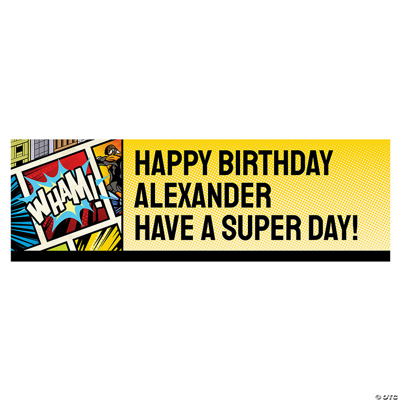 90" x 29" Comic Superhero Custom Banner - Large Image