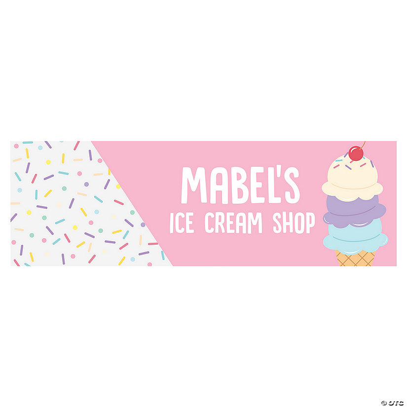 90" x 29" Personalized Ice Cream Banner - Large Image