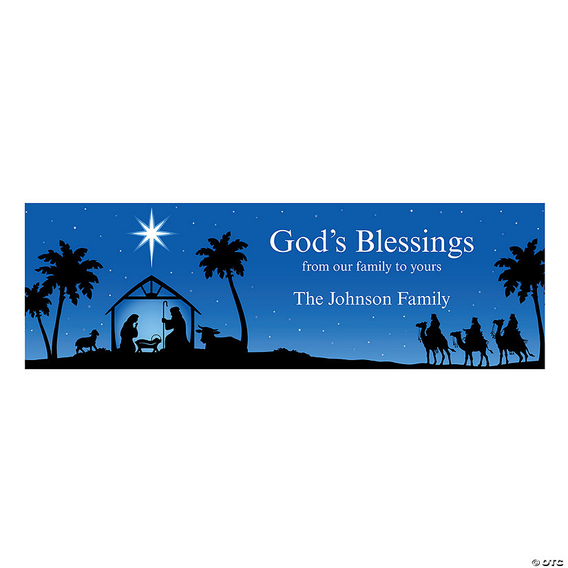 90" x 29" Personalized Nativity Banner - Large Image