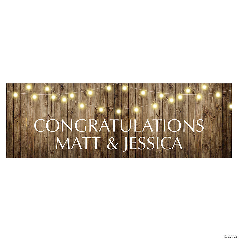 90" x 29" Personalized Rustic Wedding Banner - Large Image