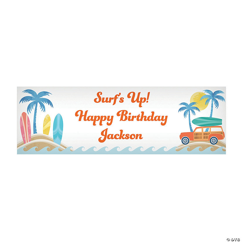 90" x 29" Personalized Surf Party Banner - Large Image