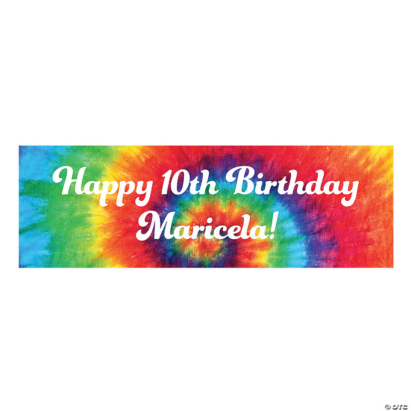 90" x 29" Personalized Tie-Dye Banner - Large Image