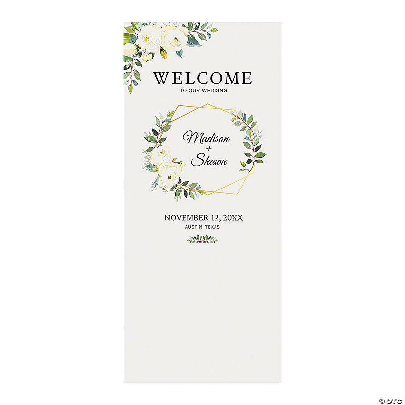 90" x 29" Vertical Welcome Wedding Backdrop Custom Banner - Large Image