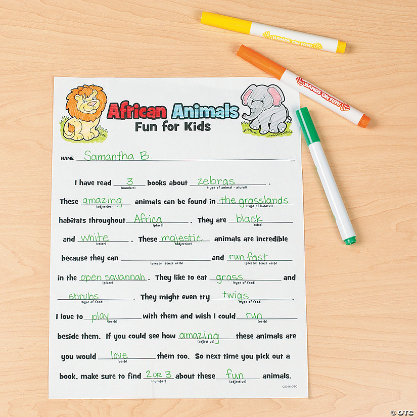 African Animals Printable Worksheet | Oriental Trading