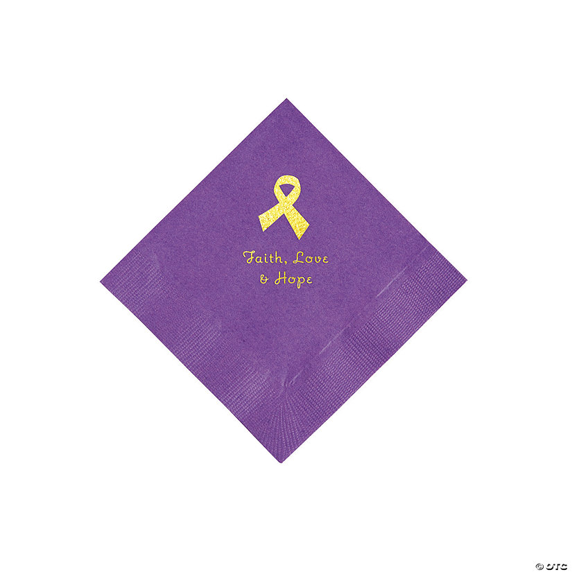 Amethyst Awareness Ribbon Personalized Napkins with Gold Foil - 50 Pc. Beverage Image Thumbnail