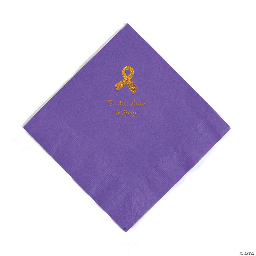 Amethyst Awareness Ribbon Personalized Napkins with Gold Foil - 50 Pc. Luncheon Image Thumbnail