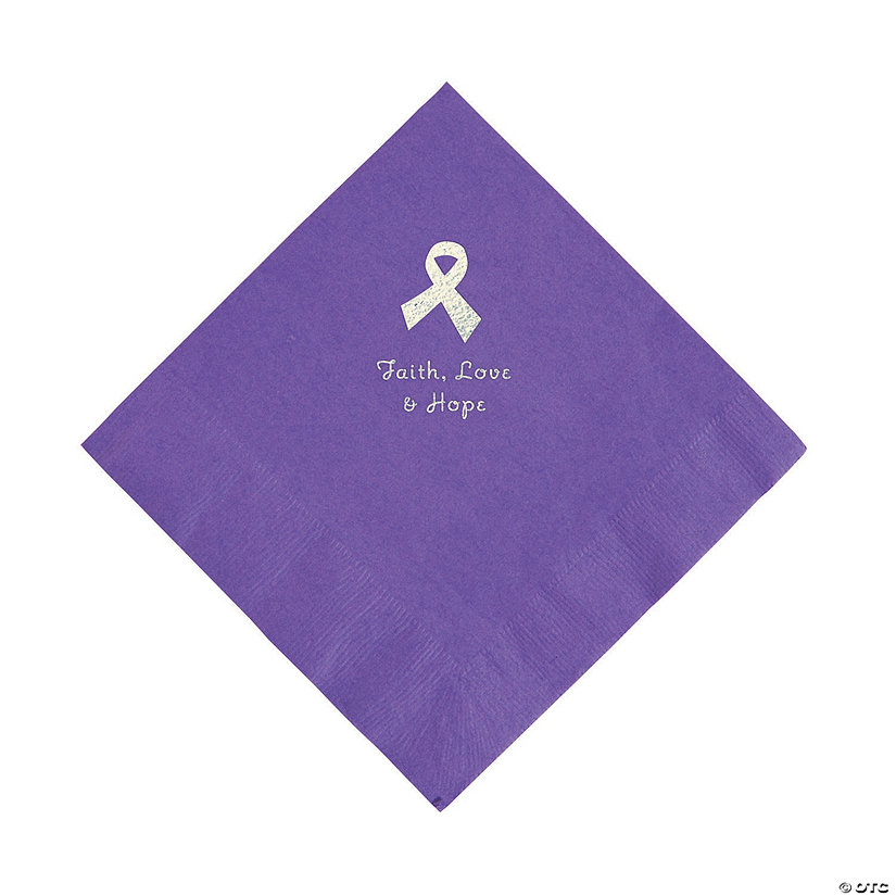 Amethyst Awareness Ribbon Personalized Napkins with Silver Foil - 50 Pc. Luncheon Image Thumbnail