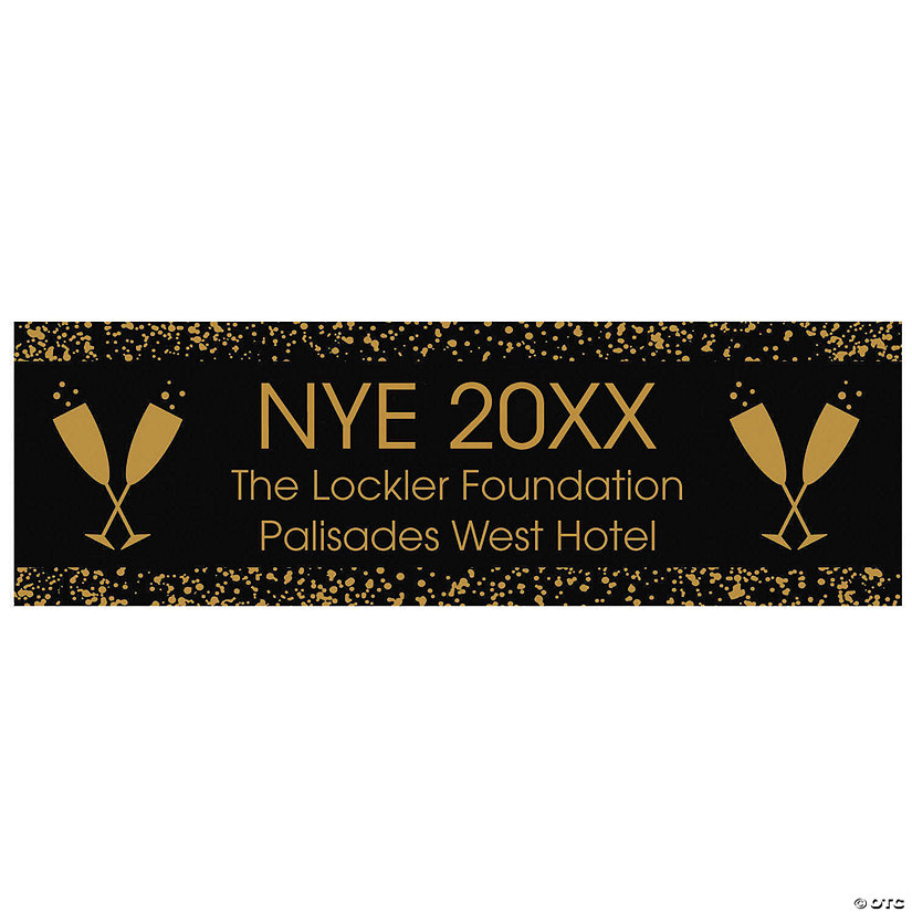 Black & Gold New Year&#8217;s Eve Party Custom Banner - Medium Image Thumbnail