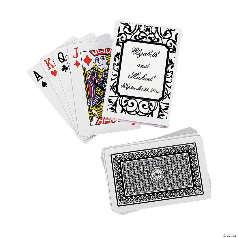 Black &amp; White Playing Cards with Personalized Box - 12 Pc. Image