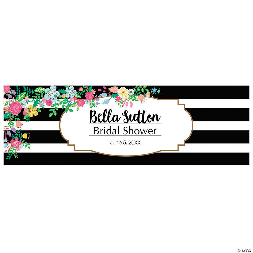 Black & White Stripe Bridal Shower Custom Banner - Medium Image Thumbnail