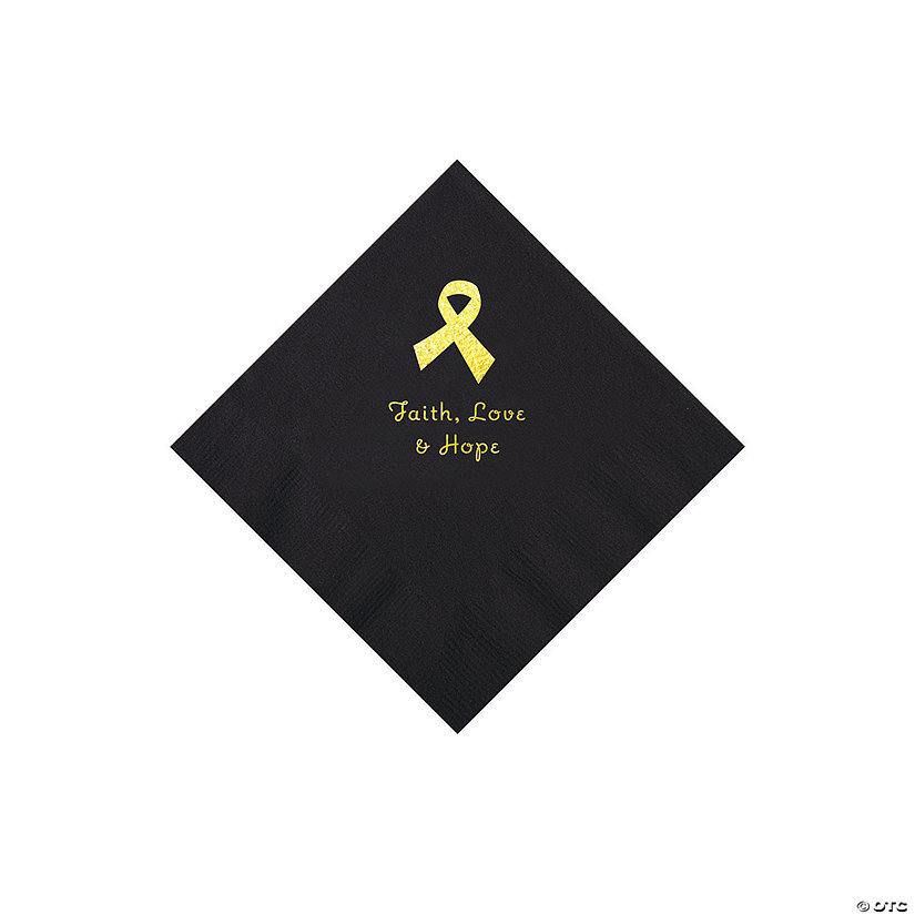 Black Awareness Ribbon Personalized Napkins with Gold Foil - 50 Pc. Beverage Image Thumbnail