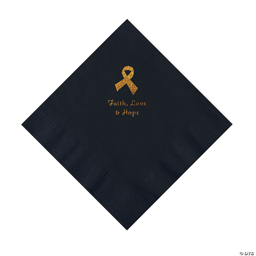 Black Awareness Ribbon Personalized Napkins with Gold Foil - 50 Pc. Luncheon Image Thumbnail