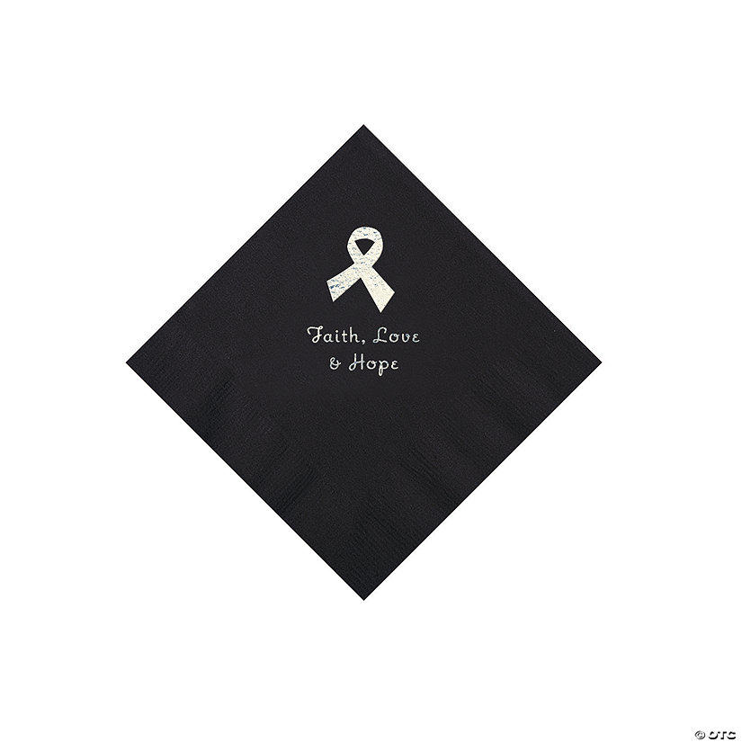 Black Awareness Ribbon Personalized Napkins with Silver Foil - 50 Pc. Beverage Image Thumbnail