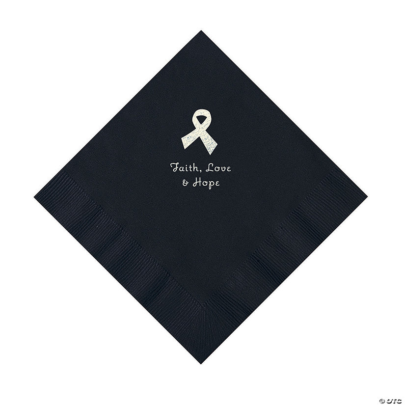 Black Awareness Ribbon Personalized Napkins with Silver Foil - 50 Pc. Luncheon Image Thumbnail