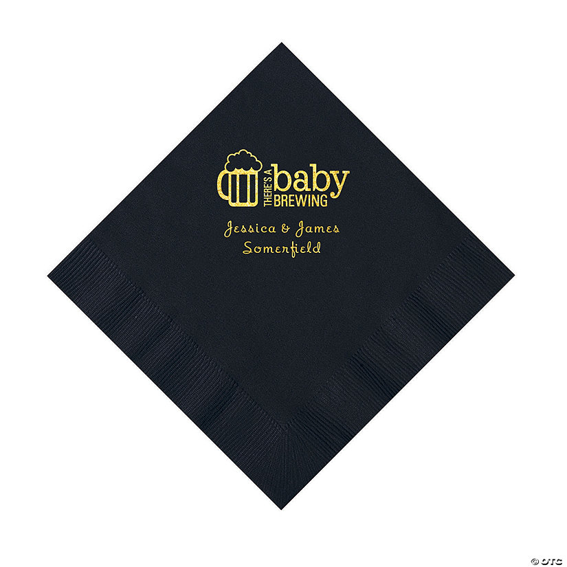 Black Baby Brewing Personalized Napkins with Gold Foil - 50 Pc. Luncheon Image