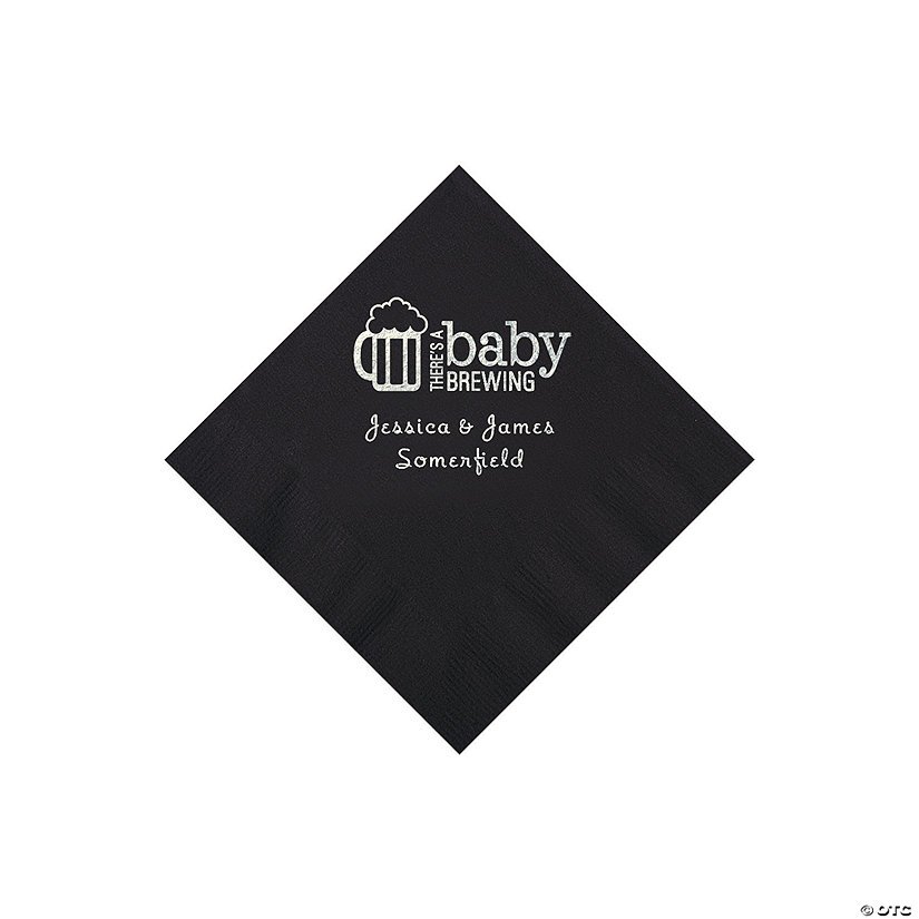 Black Baby Brewing Personalized Napkins with Silver Foil - 50 Pc. Beverage Image Thumbnail