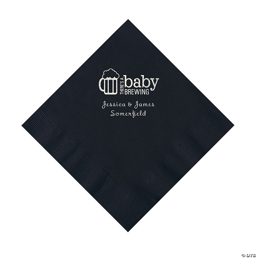 Black Baby Brewing Personalized Napkins with Silver Foil - 50 Pc. Luncheon Image Thumbnail