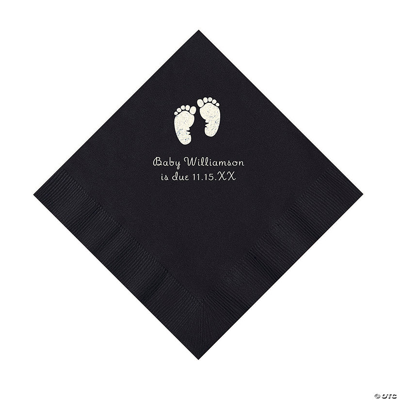 Black Baby Feet Personalized Napkins with Silver Foil - 50 Pc. Luncheon Image Thumbnail