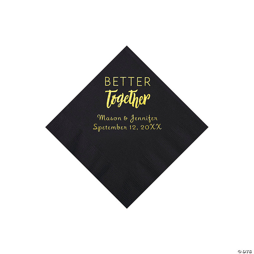 Black Better Together Personalized Napkins with Gold Foil - Beverage Image Thumbnail