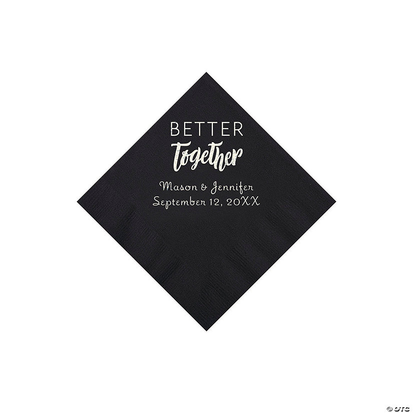 Black Better Together Personalized Napkins with Silver Foil - Beverage Image Thumbnail