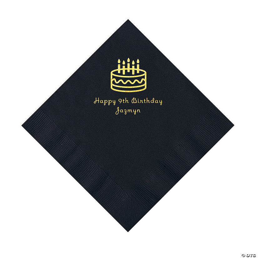 Black Birthday Cake Personalized Napkins - 50 Pc. Luncheon Image Thumbnail