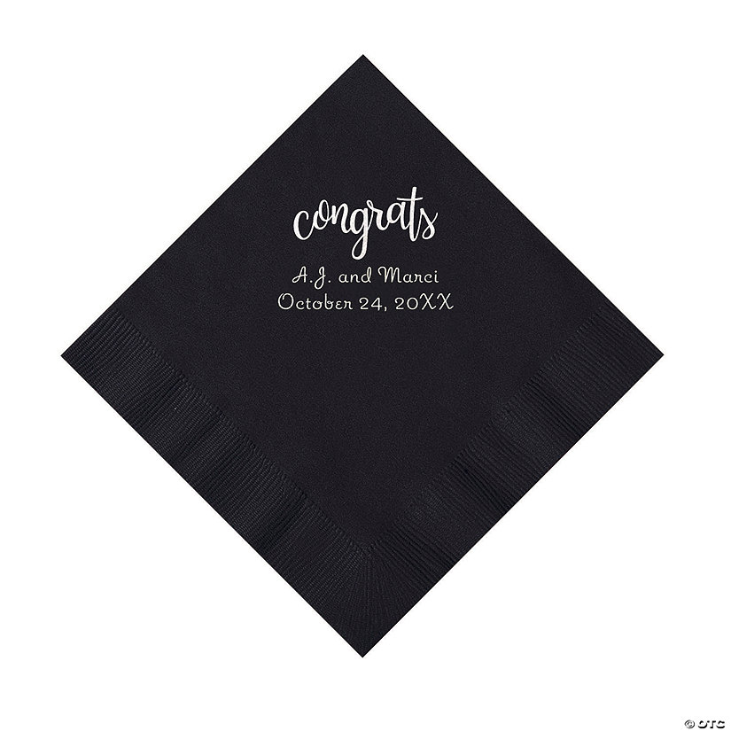 Black Congrats Personalized Napkins with Silver Foil - Luncheon Image Thumbnail
