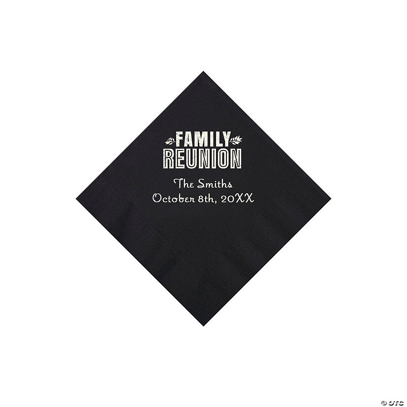 Black Family Reunion Personalized Napkins with Silver Foil - 50 Pc. Beverage Image Thumbnail