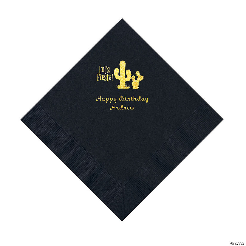 Black Fiesta Personalized Napkins with Gold Foil - 50 Pc. Luncheon Image Thumbnail