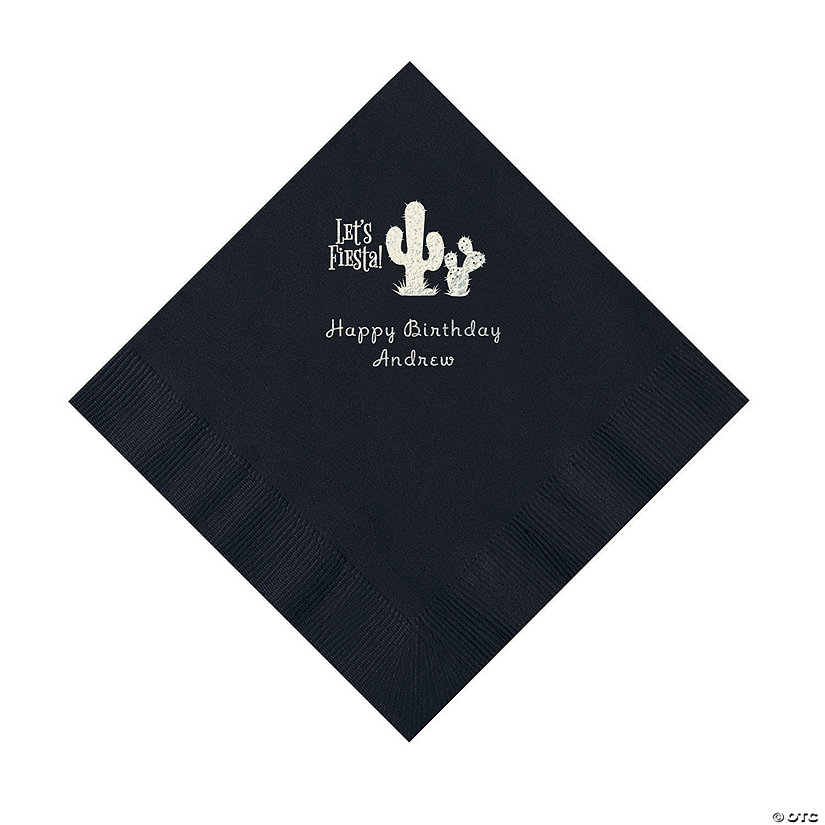 Black Fiesta Personalized Napkins with Silver Foil - 50 Pc. Luncheon Image Thumbnail