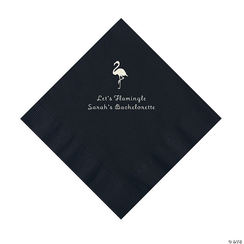 Black Flamingo Personalized Napkins with Silver Foil - 50 Pc. Luncheon Image