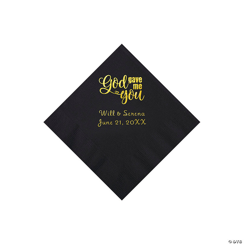 Black God Gave Me You Personalized Napkins with Gold Foil - Beverage Image Thumbnail