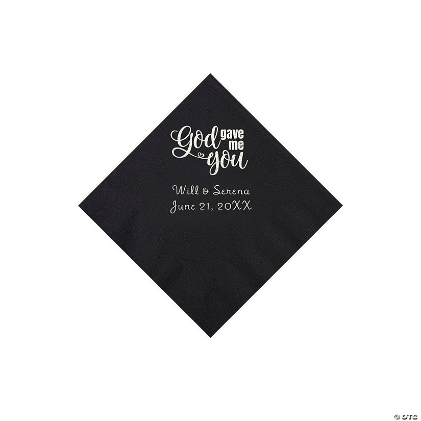 Black God Gave Me You Personalized Napkins with Silver Foil - Beverage Image Thumbnail