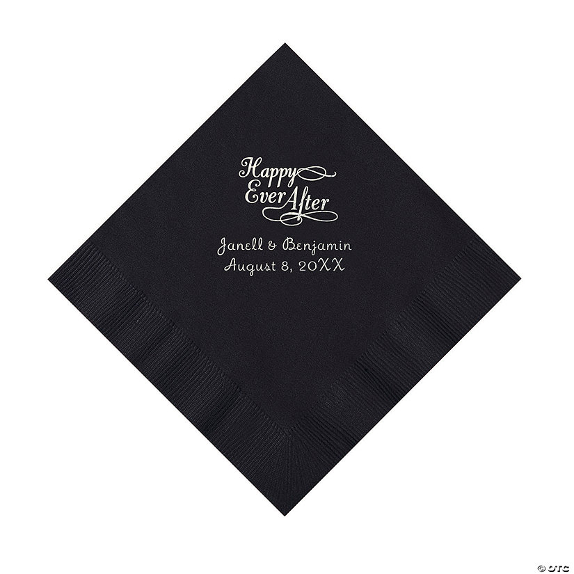 Black Happy Ever After Personalized Napkins - Luncheon Image Thumbnail