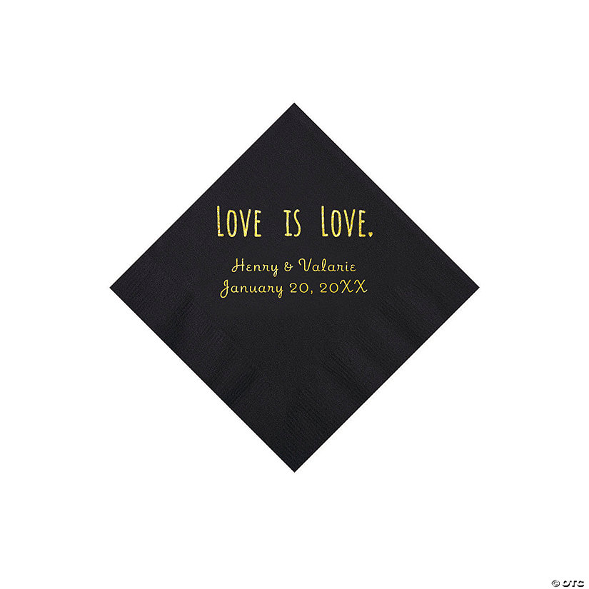 Black Love is Love Personalized Napkins with Gold Foil - Beverage Image Thumbnail