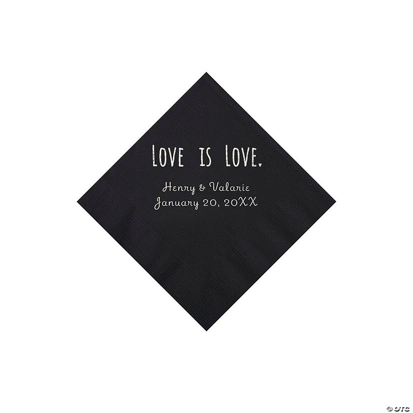 Black Love is Love Personalized Napkins with Silver Foil - Beverage Image Thumbnail
